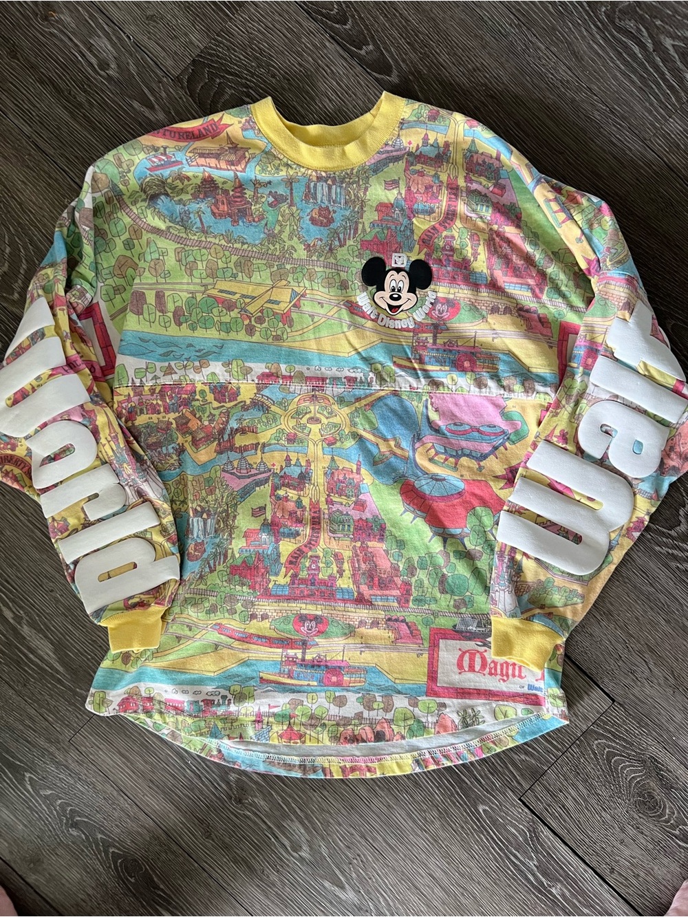 Disney Yellow Kids' Map Print Long Sleeve Sweatshirt with Mickey Patch